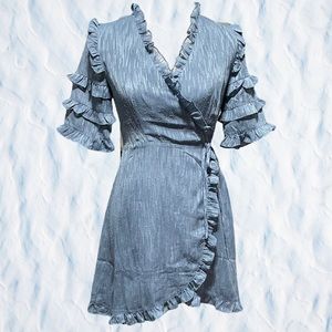 Lost + Wander Blue Ruffle Wrap Dress!  NWT